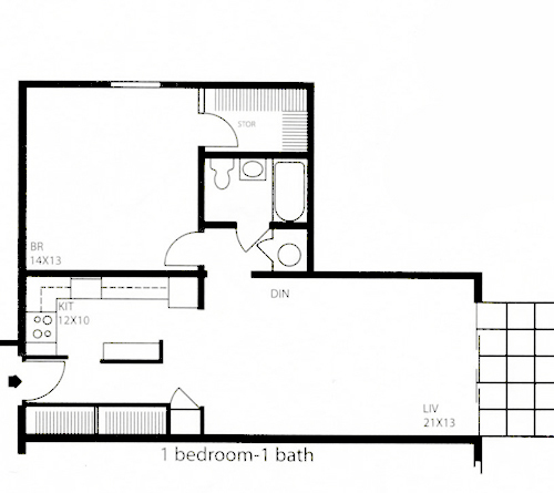 One-bedroom, One-bathroom, 850 Sqft - Chicopee Mews Apartments